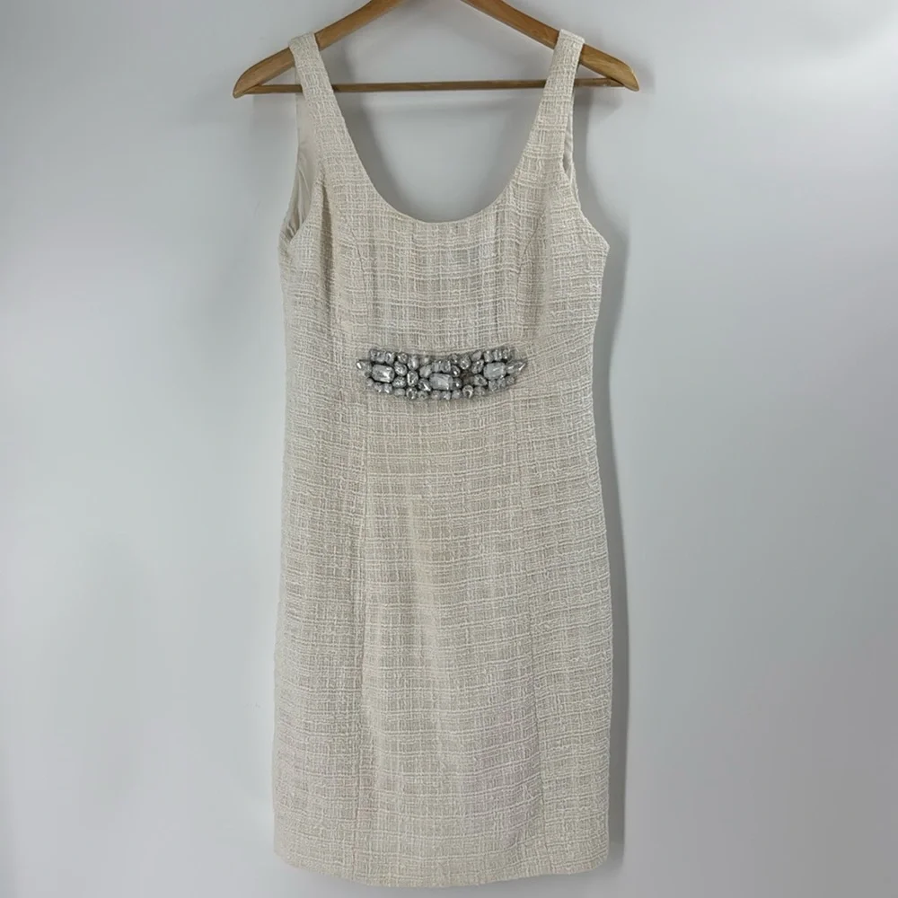 Boston Proper cream tweed boucle knit sheath dress classic - Picture 16 of 16